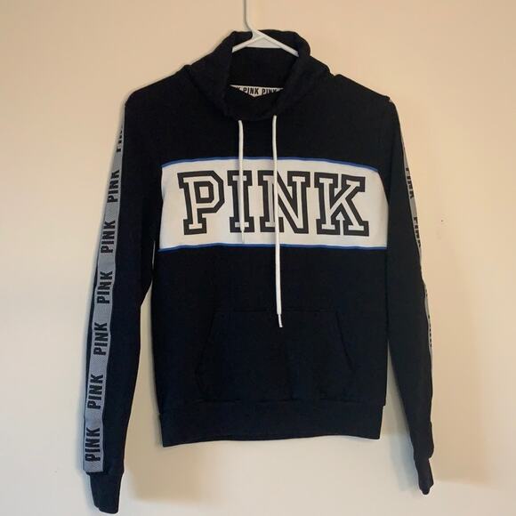 PINK Victoria’s Secret Hooded Sweatshirt Black and White Size XS - Picture 5 of 5